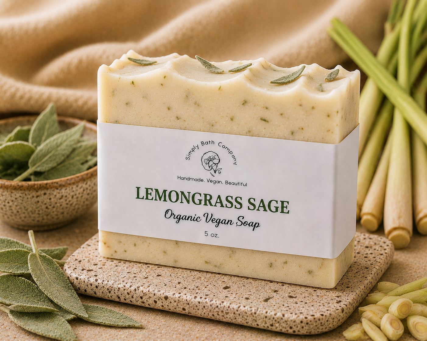 Organic Lemongrass Sage Body Bar